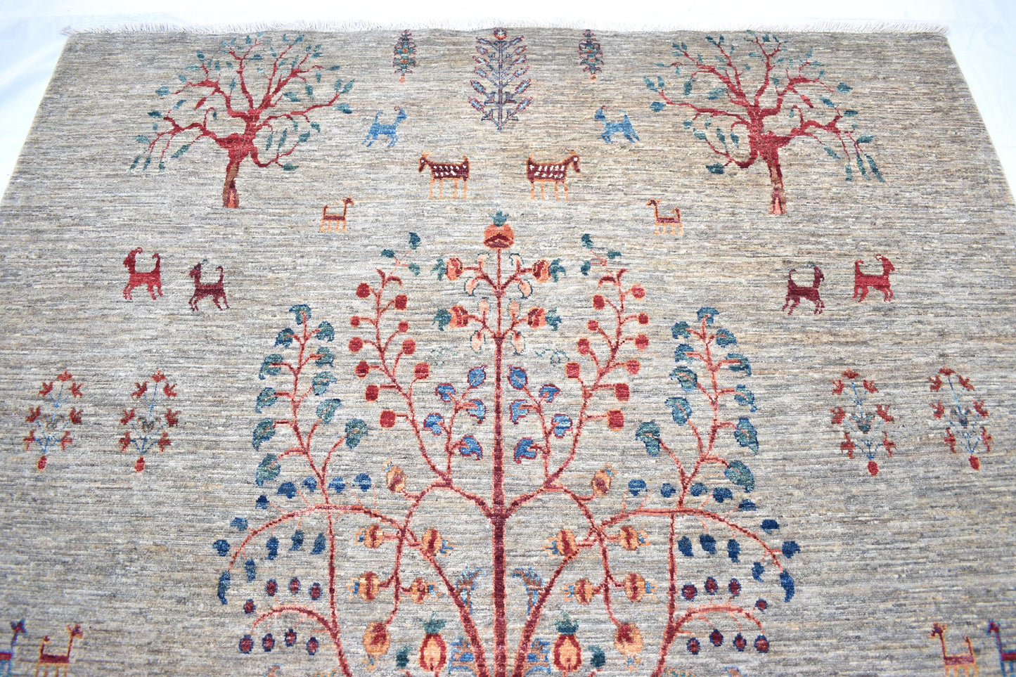 Top Quality Darakhti (Tree) Hand Knotted Wool Rug, Measuring 6'0" by 9'4" Handmade Soft Rug For Living Room/ Bedroom, Afghan Rug 100% Wool