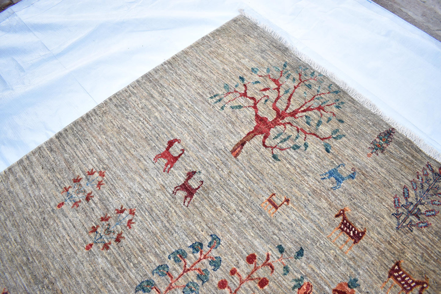 Top Quality Darakhti (Tree) Hand Knotted Wool Rug, Measuring 6'0" by 9'4" Handmade Soft Rug For Living Room/ Bedroom, Afghan Rug 100% Wool