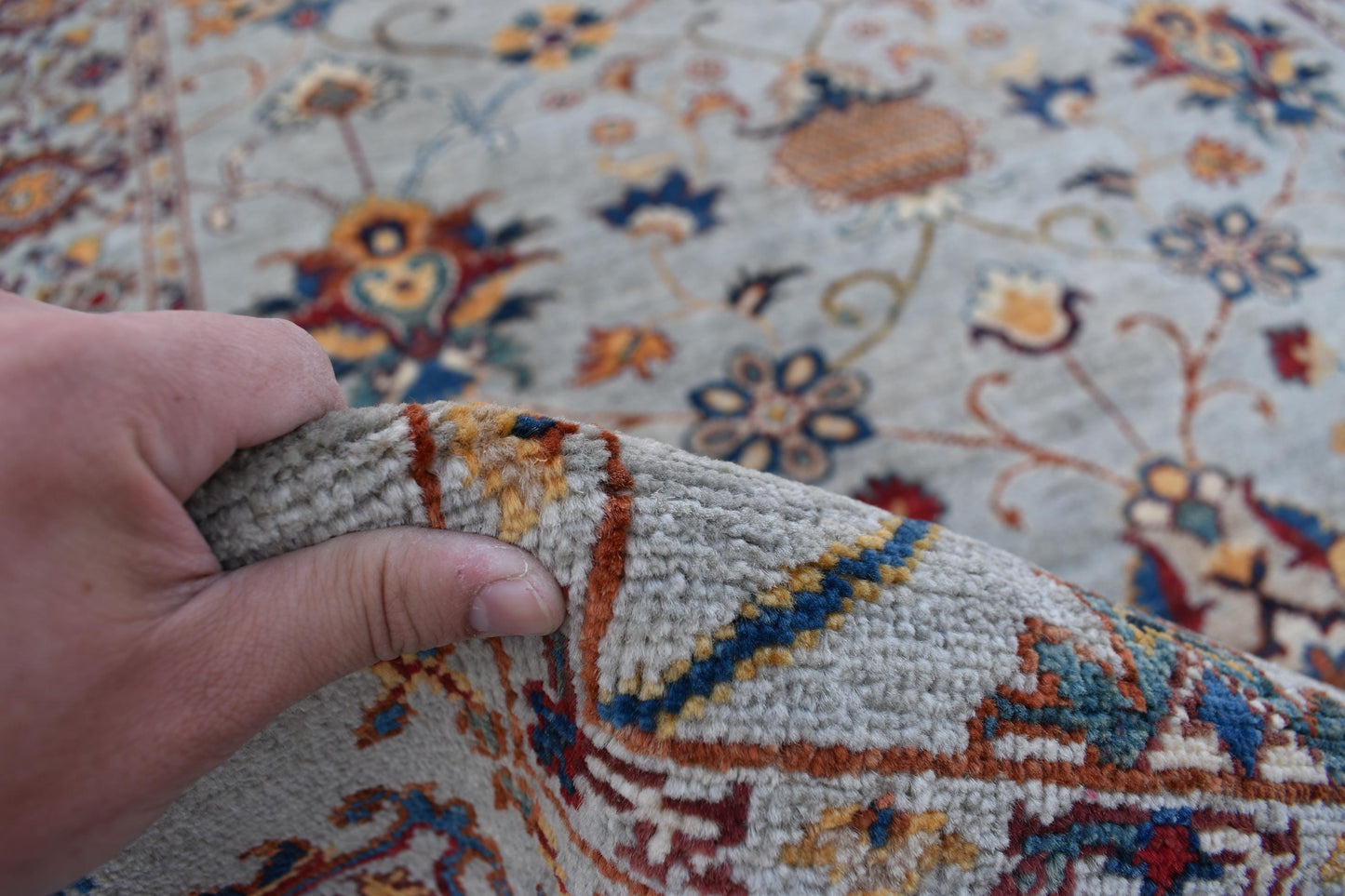 5x7 Gray Sultani Oriental Afghan Rug, Hand Knotted Modern Area Rug, Handmade Soft Wool Rug, Décor Rug, Living Room Rug – Bedroom Rug