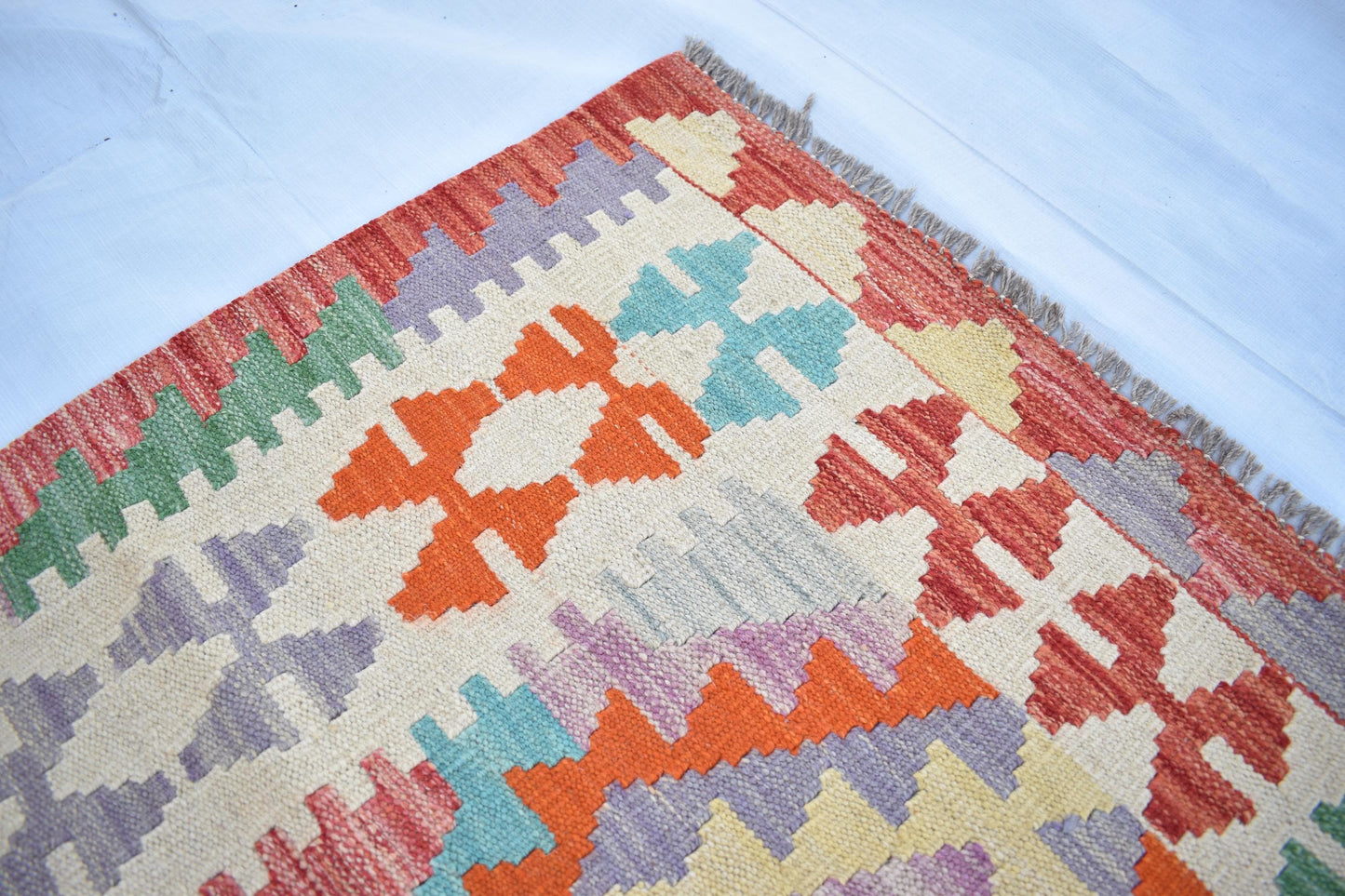 5x7 Afghan Modern Kilim Area Rug, Handmade Flatweave Multicolor Natural Veg Dyes Hand Knotted Maimana, Wool Rug for Living Room- Dining Room