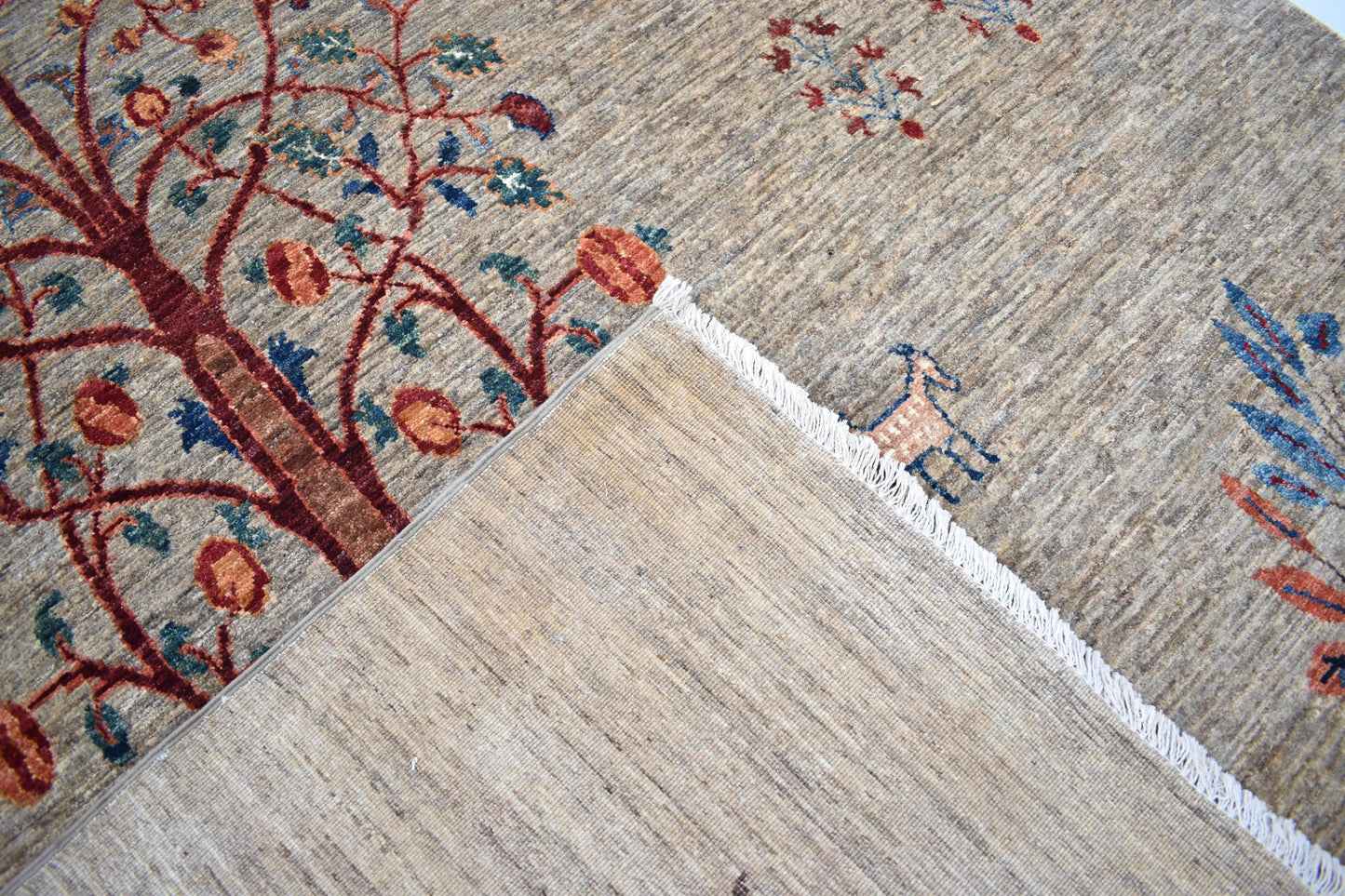 Top Quality Darakhti (Tree) Hand Knotted Wool Rug, Measuring 6'0" by 9'4" Handmade Soft Rug For Living Room/ Bedroom, Afghan Rug 100% Wool