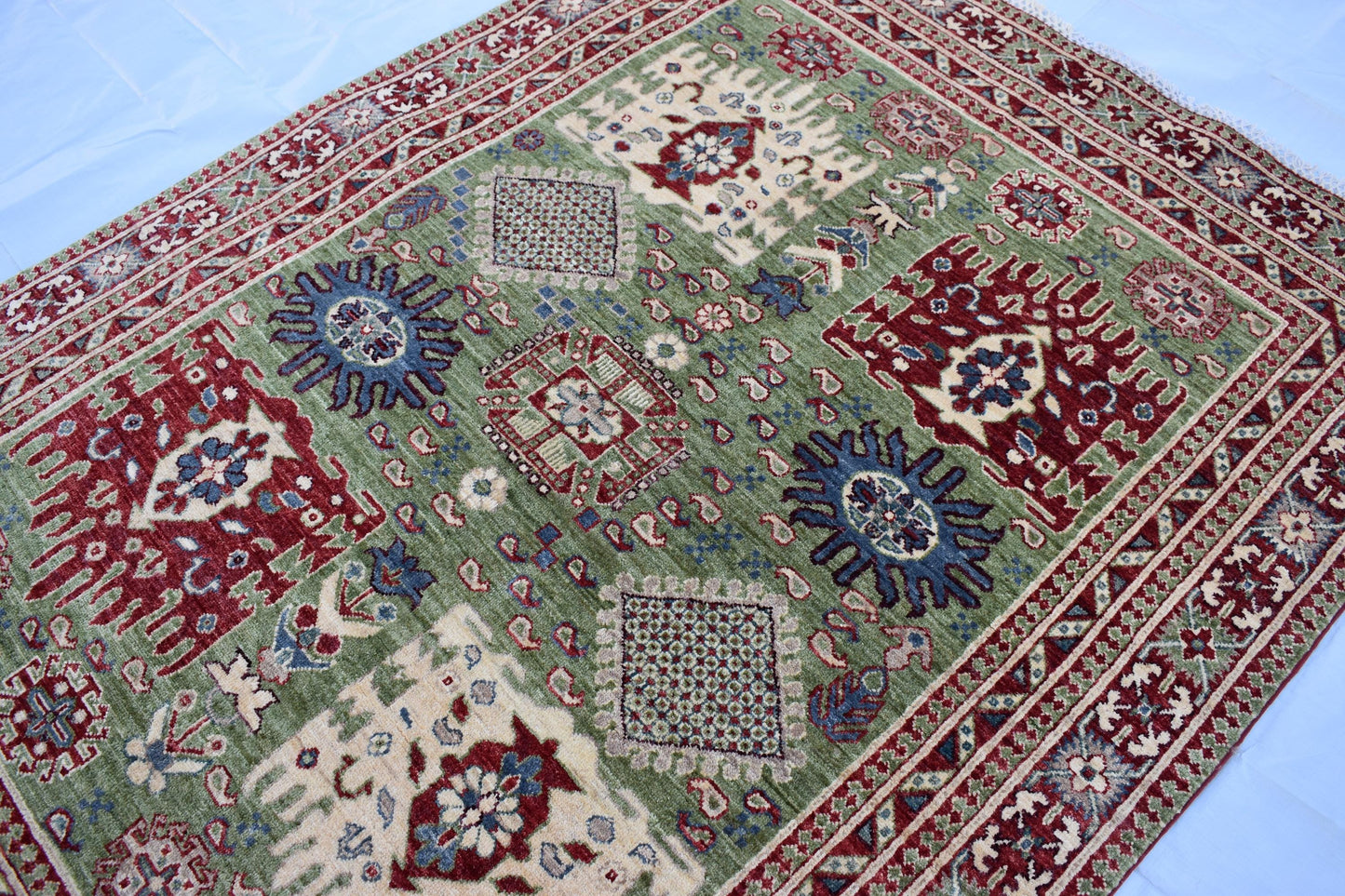 5x7 Waziri Oriental Rug, Hand Knotted Rug, Wool Rug, Afghan Handmade Rug, Handmade Area Rug, Living Room Rug, Bedroom Rug