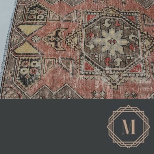 103x150 cm (3.4x4.9 ft) Anatolian Rug – Handwoven Beige Wool Carpet