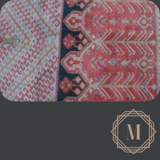 90x128 cm (3x4.2 ft) Anatolian Rug – Handwoven Cream Wool Carpet